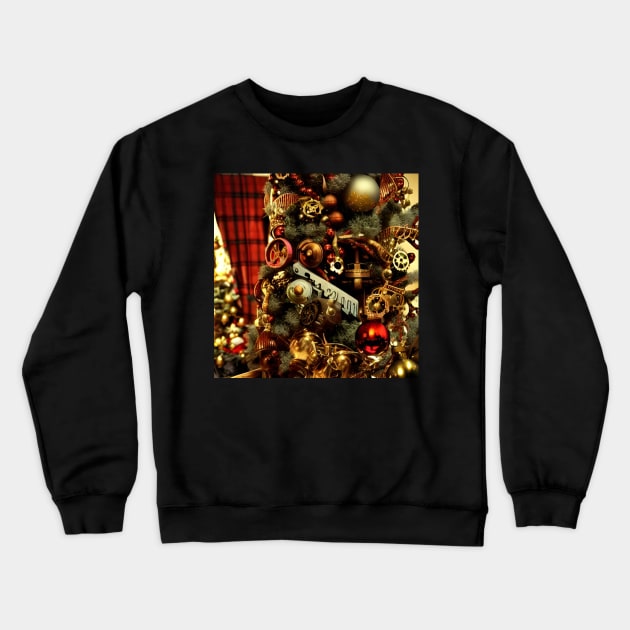 Steampunk Christmas Tree Decorations Crewneck Sweatshirt by robsteadman